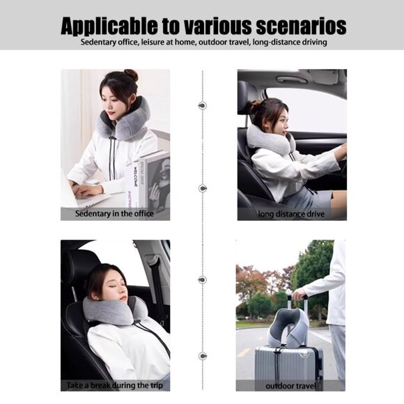 neck support U shaped hooded travel pillow for airplane1 Set - Picture 12 of 15